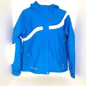 Columbia Hooded Winter Jacket Coat Waterproof  - Women’s Medium Blue / White EUC